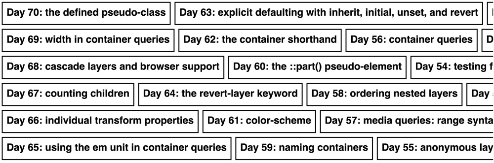 A 4-rows grid. Each item in each row is as wide as its content.