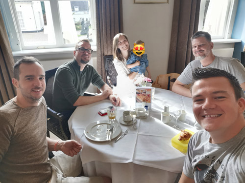 Breakfast with Bramus, Schepp, my fiance, our daughter, and Niels